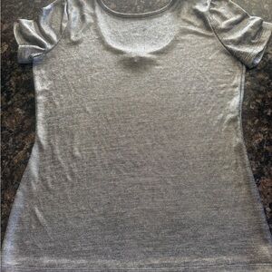 Michael Kors Metallic Gray Short Sleeve Top